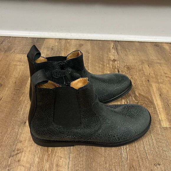 Froddo Leather Suede Snakeskin Print Black Boots Metallic Women's 40 US 9 NWT - Picture 9 of 10